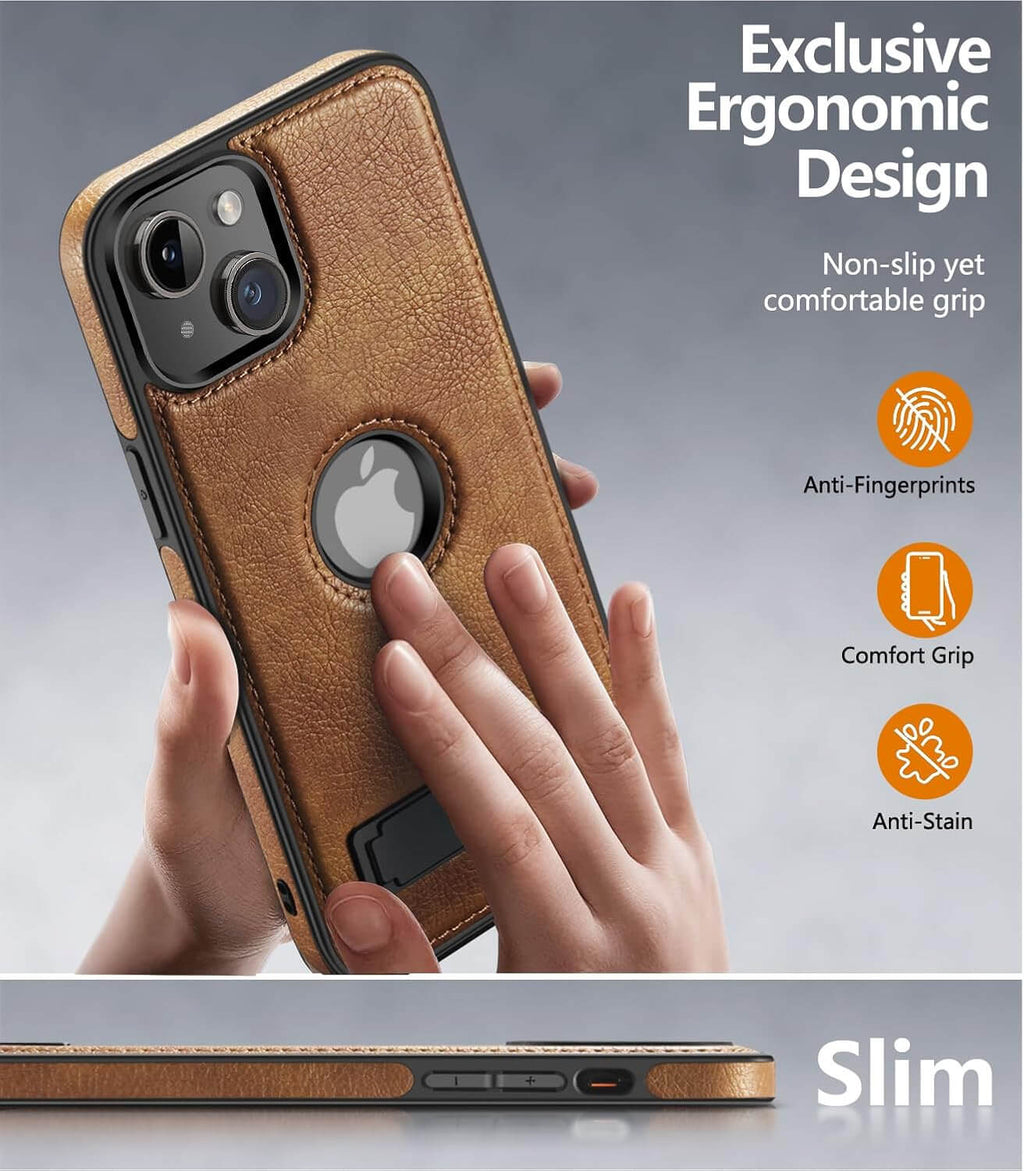 iPhone Premium Luxurious Original Leather Cover With KickStand & MagSafe
