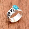 S925 Sterling Silver Turquoise Spinner Ring | Bohemian Meditation Jewelry