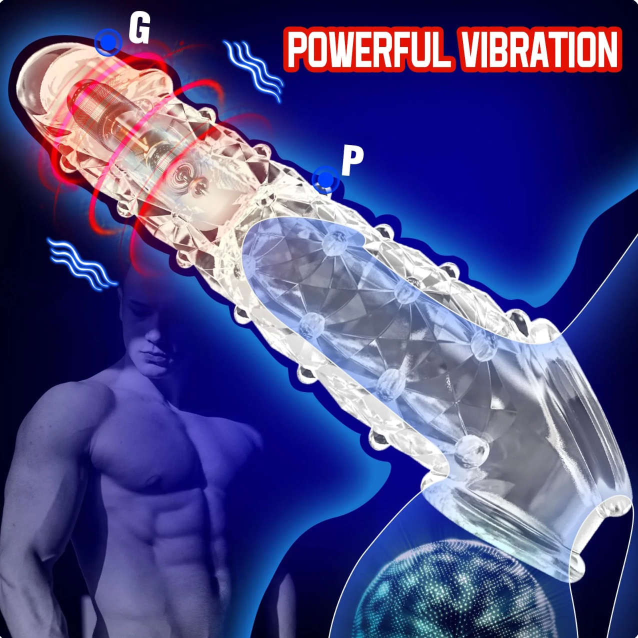 [Discreet Shipping+Free water-based lubricant included]🔥 Bigger, Harder & Texturized  💦 The Explosive Vibrating Wolf-Tooth Crystal Sleeve 💦
