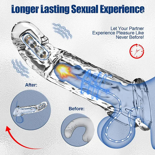 [Discreet Shipping+Free water-based lubricant included]🔥 Bigger, Harder & Texturized  💦 The Explosive Vibrating Wolf-Tooth Crystal Sleeve 💦